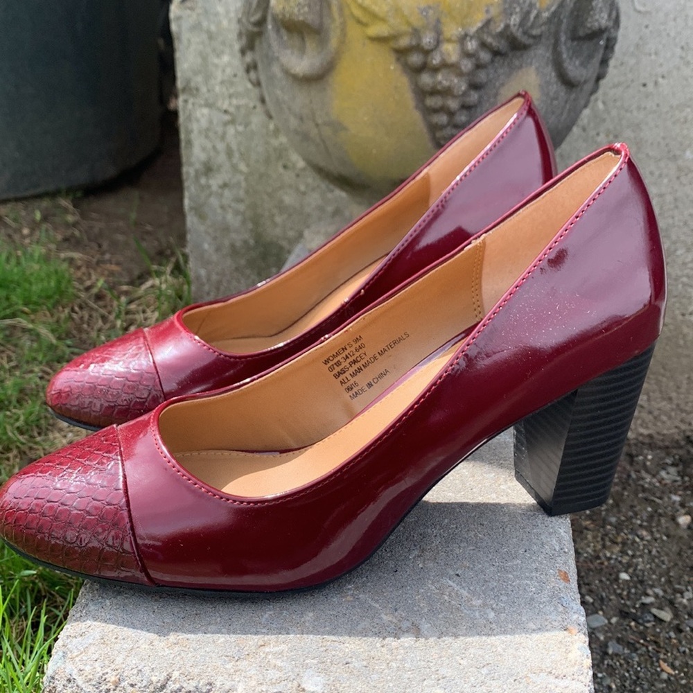 Bass Red Block Heel Pumps